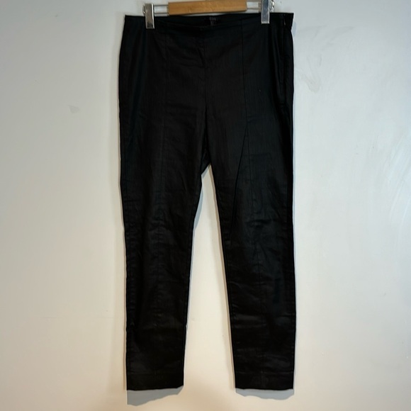 COS Pants - COS black shiny stretch trousers with side zip size 10